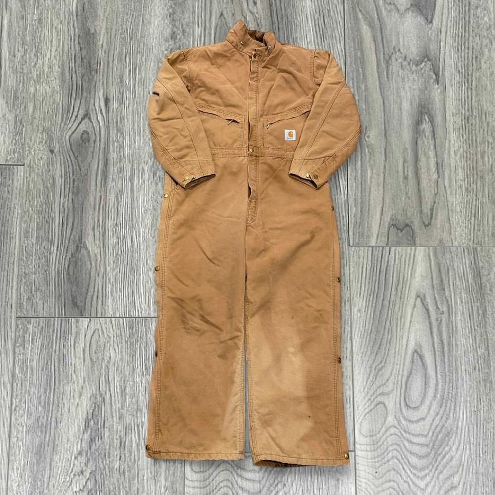 Vintage 90s Carhartt Quilted Lined Duck Canvas Coveralls Carhartt Brown Large